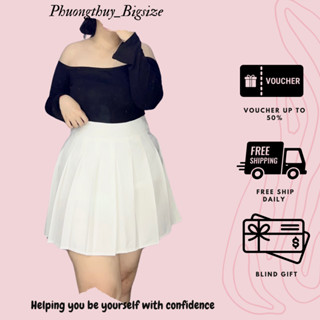  Chân váy tennis Bigsize xếp li 2 tầng nữ đen trắng dáng xòe nhẹ tôn dáng - V01 