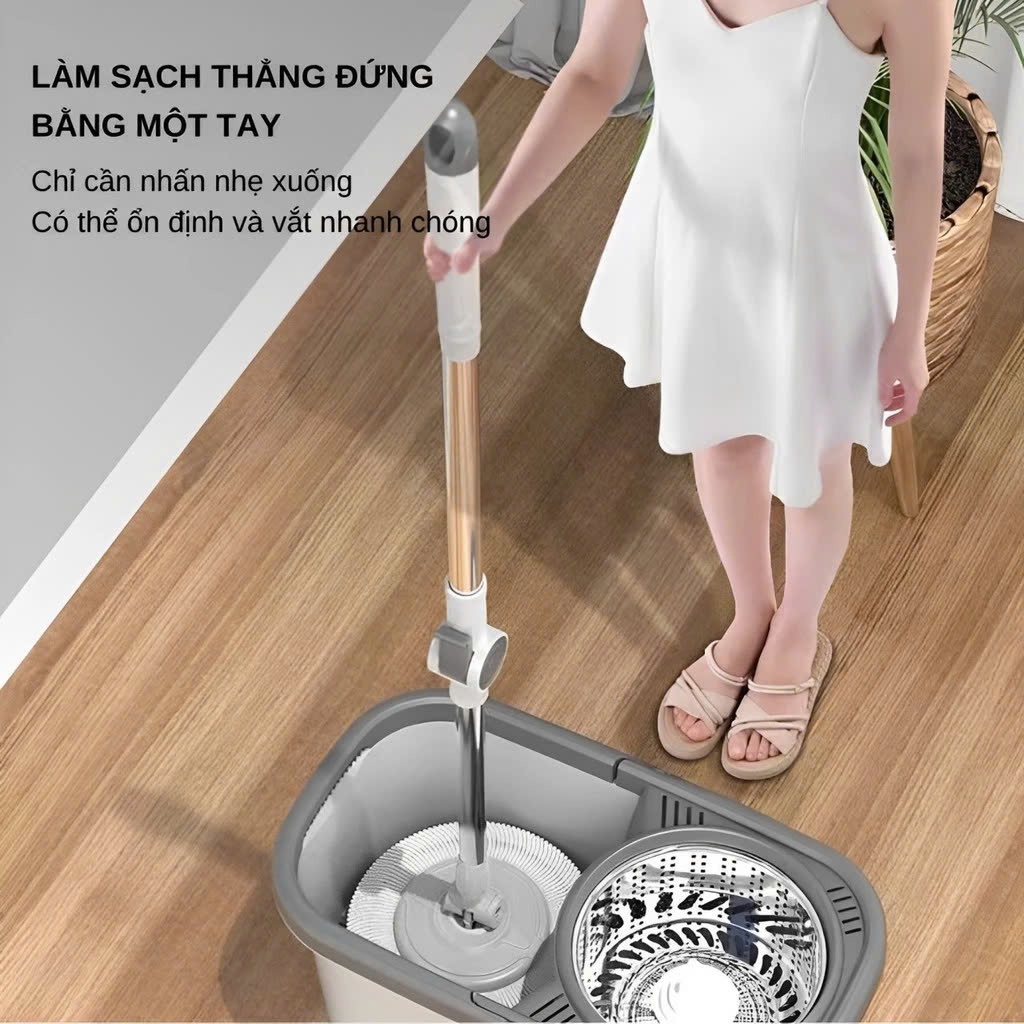 Bộ Cây Lau Nhà Tự Vắt Thông Minh Xoay 360 độ, Chổi Lau Nhà 360 Độ Siêu Bền, Tiết Kiệm Kèm 8 Bông Lau | BigBuy360 - bigbuy360.vn