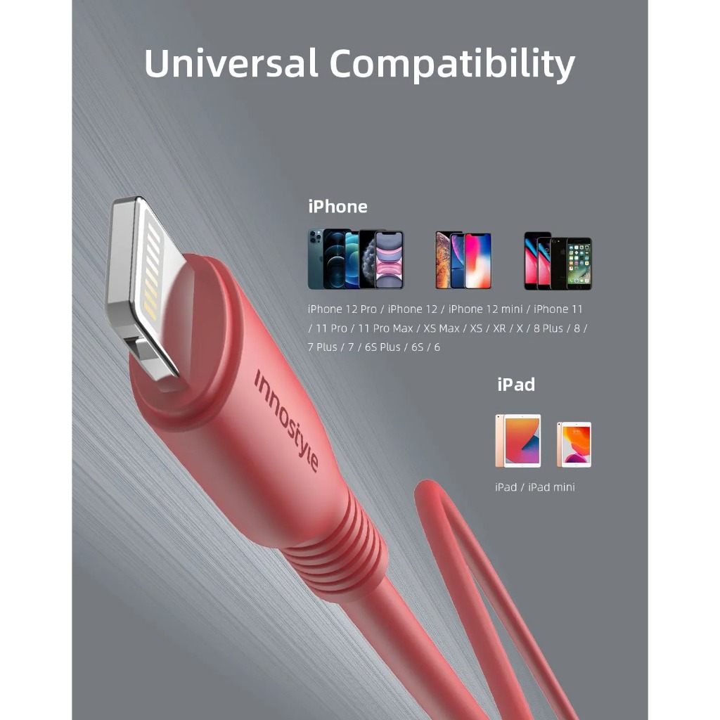 Cáp sạc USB-A To L Innostyle Jazzy 2.4A dài 1.5 mét bền bỉ, không gãy, chính hãng, bảo hành 12 tháng | BigBuy360 - bigbuy360.vn