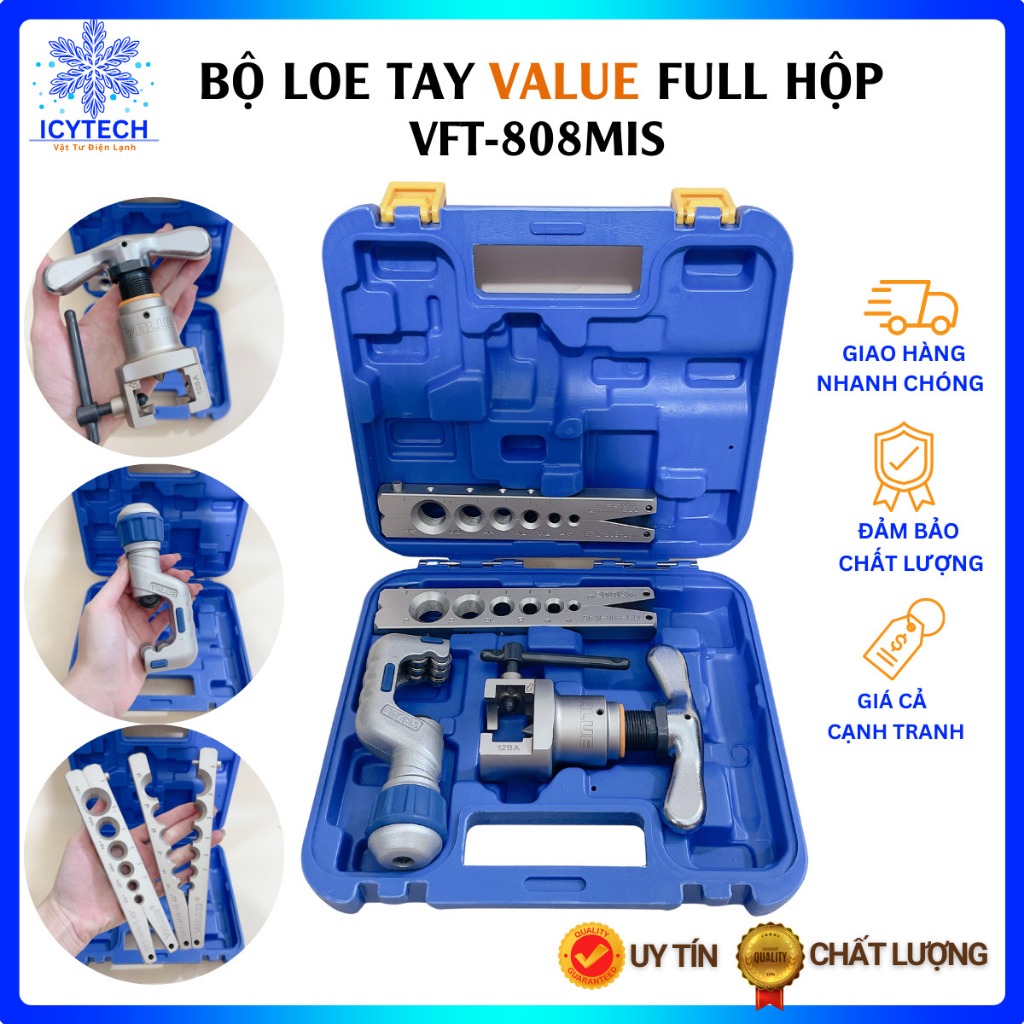 Bộ loe ống đồng value - bộ lã lệch tâm Value VFT-808-MIS (2 kẹp)- Loe tay Value- Chính hãng