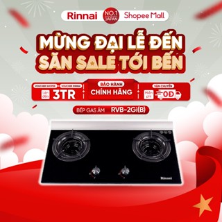 Bếp gas âm đầu đốt trong Rinnai RVB-2Gi(B) mặt bếp kính và kiềng bếp men - Hàng chính hãng