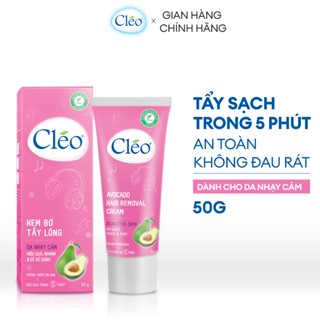 Combo Kem Tẩy Lông Cho Da Nhạy Cảm Cleo Avocado Hair Removal Cream Sensitive Skin 50g và gel dưỡng sau tẩy lông 20g