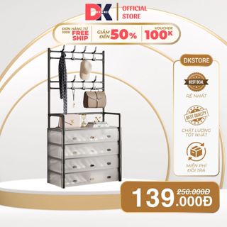 Kệ 5 Tầng Để Giày Dép Có Màng Chắn Bụi, Kệ Giày Dép 5 Tầng Khung Thép Carbon, Tặng Kèm 8 Móc Treo Đồ