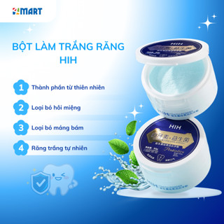 Bột trắng răng HIH 50g giúp loại bỏ ố vàng, khử mùi hôi miệng, giảm viêm và ngăn ngừa sâu răng hiệu quả.