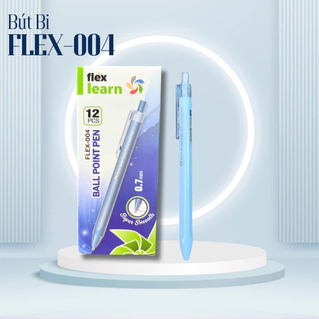 [FLEX-004] Combo 12 cây Bút Bi Flex Learn FLEX-004 - Đầu bút 0.7mm, trơn êm, mực đậm, viết êm mượt