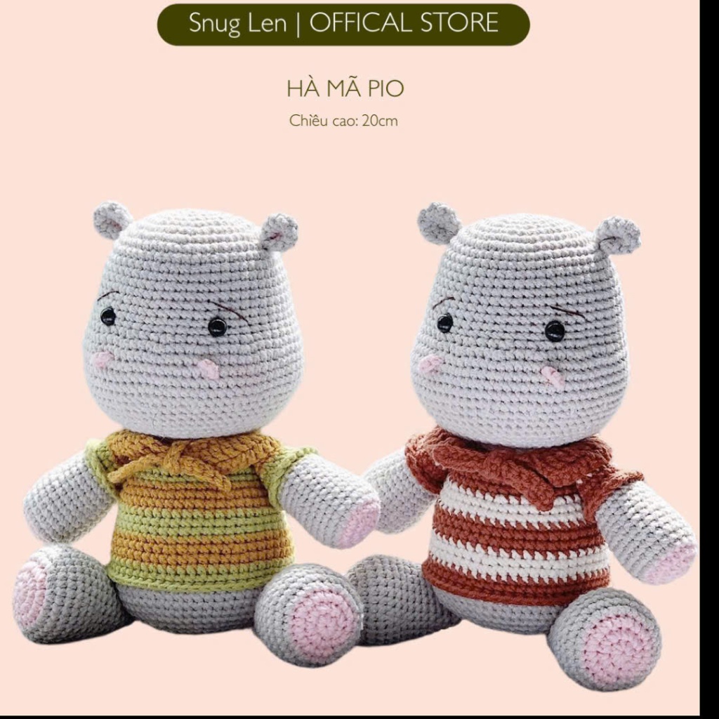 [SNUG LEN] - HÀ MÃ PIO - Gấu bông móc len Doudou Amigurumi - Hàng chính hãng - Bảo hành trọn đời