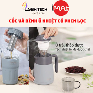 Bình Ủ giữ nhiệt inox Có Phin Lọc iMat, ủ trà thảo dược 380 ml|500 ml|1.2 Lít|1.5 Lít |2 Lít|-Hàng Chính Hãng (BH 1 Năm)