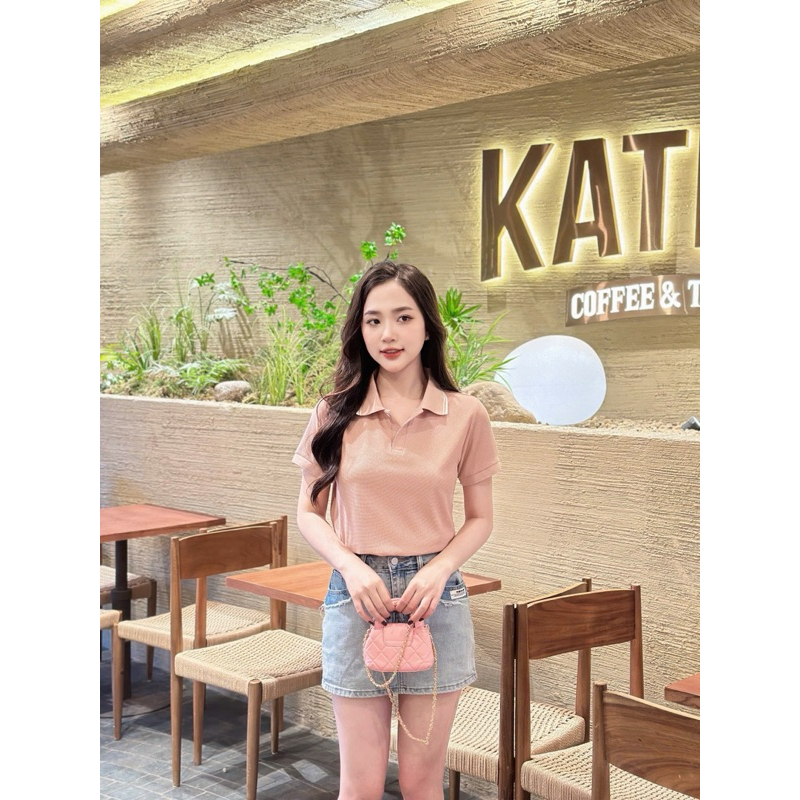 Áo Polo nữ 6 màu thời trang ,công sở có cổ đẹp thiết kế trơn cơ bản thoáng khí chất liệu cotton tổ ong mịn.( M-11) | BigBuy360 - bigbuy360.vn