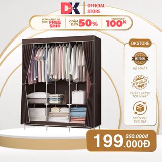 Tủ Vải Đựng Quần Áo 3 Buồng, Tủ Vải Nhập Khẩu Khung Thép Chịu Lực Cao, Vải Không Dệt Chống Bụi Bẩn, Côn Trùng