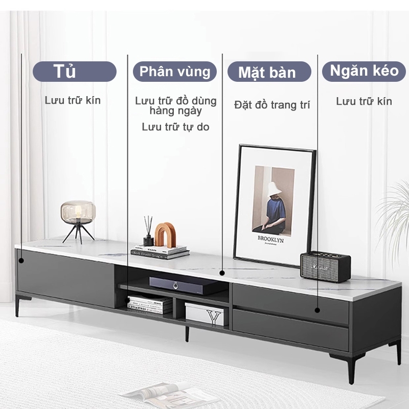ALVIN Kệ TV Gỗ MDF 4 Ngăn Chống Ẩm - Thiết Kế Hiện Đại 120/140/180cm - Phù Hợp Phòng Khách | BigBuy360 - bigbuy360.vn