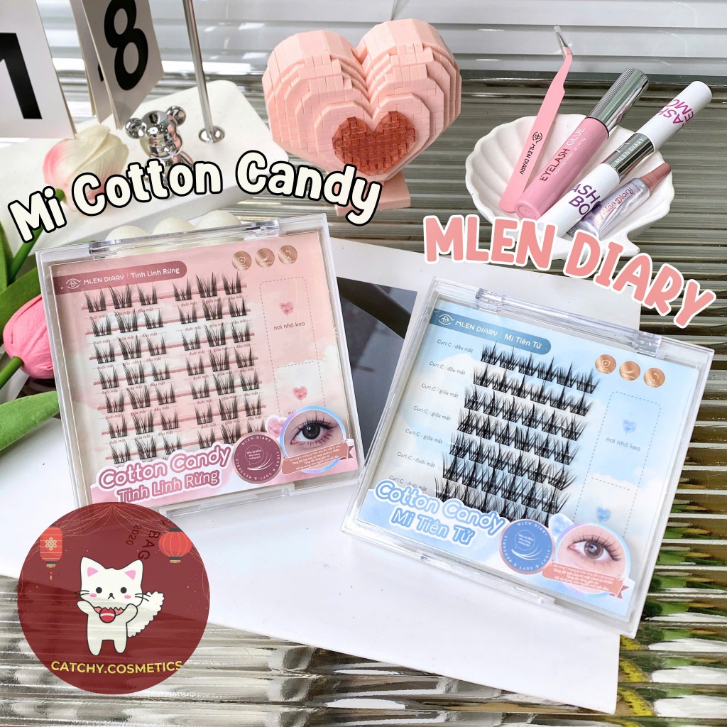 [MLEN DIARY] Mi Giả Cụm MLEN DIARY Cotton Candy, Mi Cụm Mềm Mại Tự Nhiên, Tái Sử Dụng