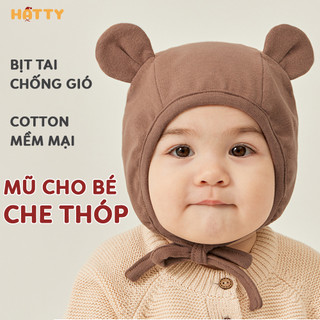  Mũ Cho Bé Sơ Sinh 2 Lớp Cotton Che Thóp Bịt Tai Ấm Áp Mềm Mại HATTY TU15 Nón Cho Bé Trai Bé Gái 6 Tháng 1 Tuổi 