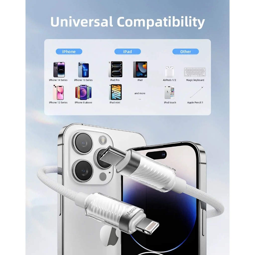 Cáp sạc nhanh USB-C to L Innostyle CryStalShine dài 1.5 mét, bền bỉ, sạc nhanh, bảo hành 12 tháng | BigBuy360 - bigbuy360.vn