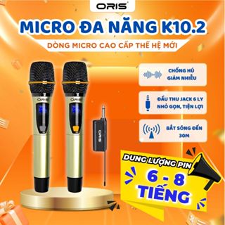 Micro đa năng không dây chính hãng K10.2,  mic đa năng sóng UHF chống hú, độ nhạy cao cho loa kéo, amply, mixer
