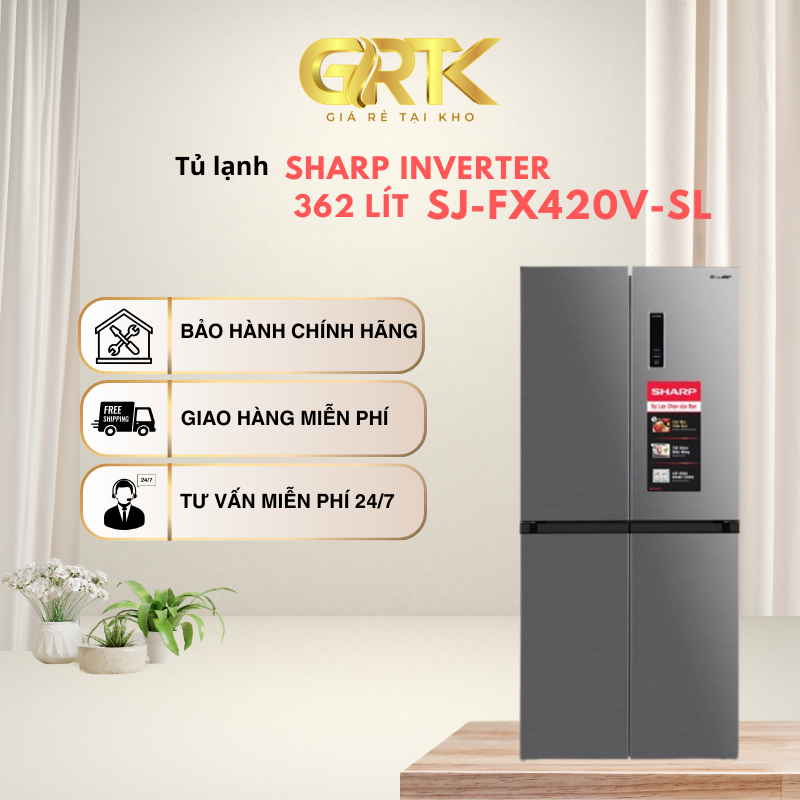 Tủ lạnh Sharp Inverter 362 lít Multi Door SJ-FX420V-SL – Giao Nhanh TP.HCM