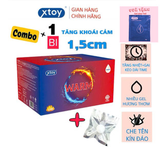  Bao cao su gai XTOY WARM truyền nhiệt yêu dài lâu nhiều gel hương thơm - Hộp 10 bcs 
