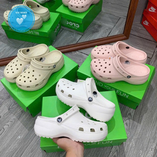 Dép Crocs Baya Clog Cross lỗ đế cao 5cm tôn dáng êm chân, trống trơn trượt