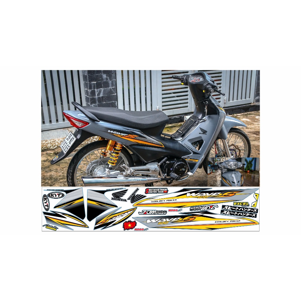 TEM RỜI WAVE S 100 XÁM XI MĂNG TEM VÀNG DECAL 3 LỚP