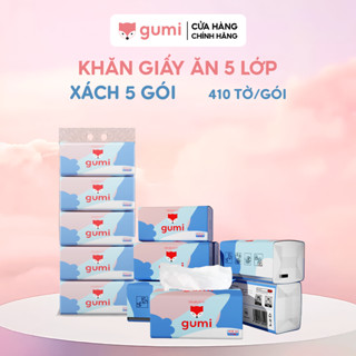 Bịch 5 gói giấy ăn Gumi 5 lớp, siêu dai dày dặn mềm mịn