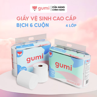 Giấy vệ sinh cuộn Gumi cao cấp bịch 6 cuộn 4 lớp dày dặn, mềm mịn