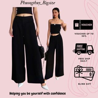  Quần dài bigsize nữ ống suông rộng lưng thun - khóa kéo form đứng siêu hack dáng bigsize - Q01 