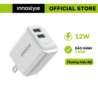 Củ sạc nhanh 12W Innostyle Minigo 2 cổng USB-A thiết kế nhỏ gọn, hàng chính hãng, bảo hành 12 tháng