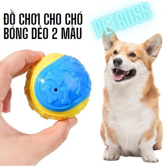 (CÓ TIẾNG KÊU) ĐỒ CHƠI CHO CHÓ BÓNG DẺO 2 MÀU, CHẤT CAO SU DẺO VÀ MỀM AN TOÀN CHO THÚ CƯNG, MÀU NGẪU
