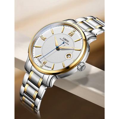 Đồng hồ nam chính hãng Lobinni  LB18511G-T1 hàng mới,Chống nước 50m,Bh 24 tháng,Máy cơ Automatic,dây thép mạ vàng xịn