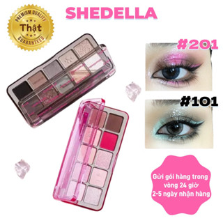 SHEDELLA Bảng Phấn Mắt 10 Ô Vỏ Hồng Chú Mèo, Tone Màu Lạnh Nhũ Lì 13g
