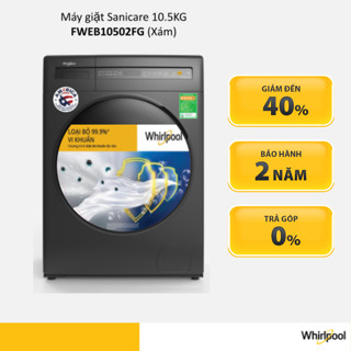 Máy giặt Whirlpool cửa trước SaniCare 10.5kg FWEB10502 2 màu xám trắng - Bảo Hành 2 Năm