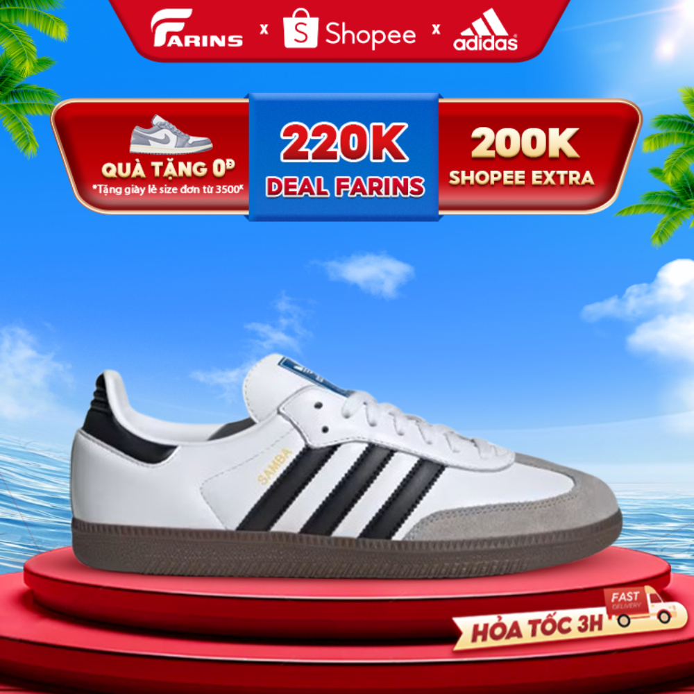  Giày Adidas Samba OG White Black Chính Hãng Bản Đế Đen Cho Nam Nữ Bao Check Test 