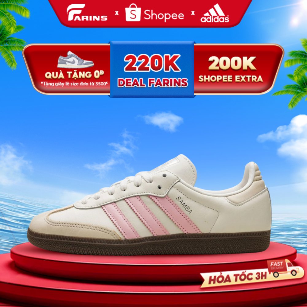 Giày Adidas Samba Hồng Pink Whisper Wonder Chính Hãng, Adidas Samba Nữ Real