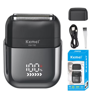 Máy Cạo Râu Mini Lưỡi Kép Cảm Biến Râu Thông Minh Công Nghệ Chống Nước IPX7 Màn Hình LCD Cao Cấp Kemei Km T82