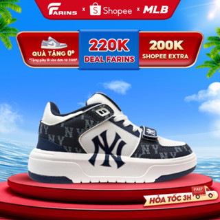 Giày MLB Chunky Liner Mid Denim New York Yankees DNavy Chính Hãng Cho Nam Nữ, MLB Real Fullbox Farins Store