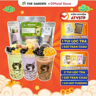 Set Trà Sữa Tự Pha Trân Châu Đường Đen 30-35 Ly THE GARDEN, Nguyên Liệu Làm Trà Sữa Phúc Long, Matcha 25 vị