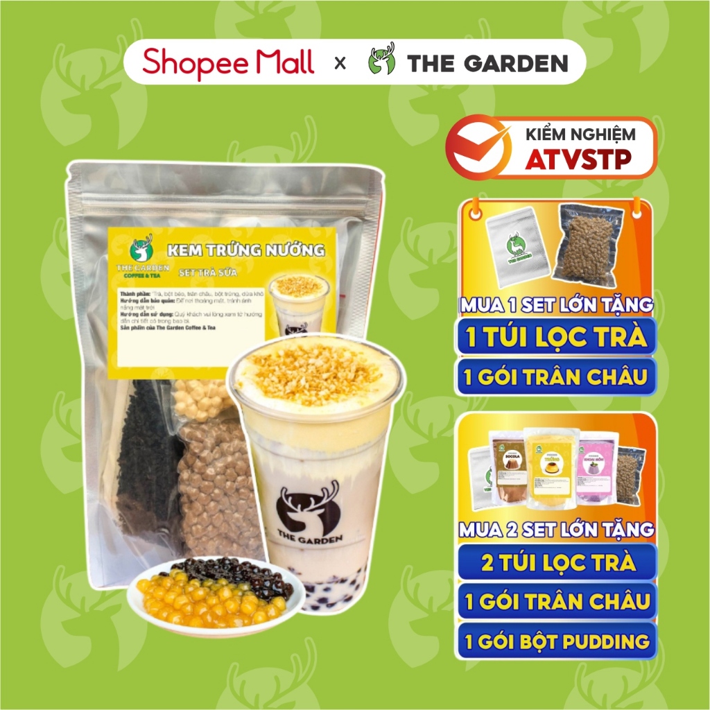 Set nguyên liệu Trà Sữa Tự Pha THE GARDEN IGWT vị Kem Trứng Dừa Nướng