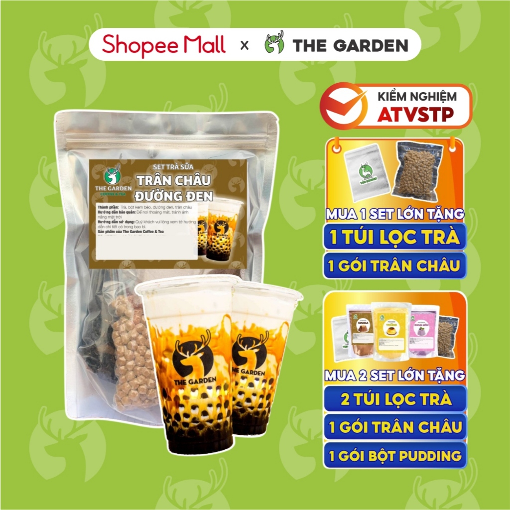 Set nguyên liệu Trà Sữa Tự Pha THE GARDEN IGWT vị Trân Châu Đường Đen