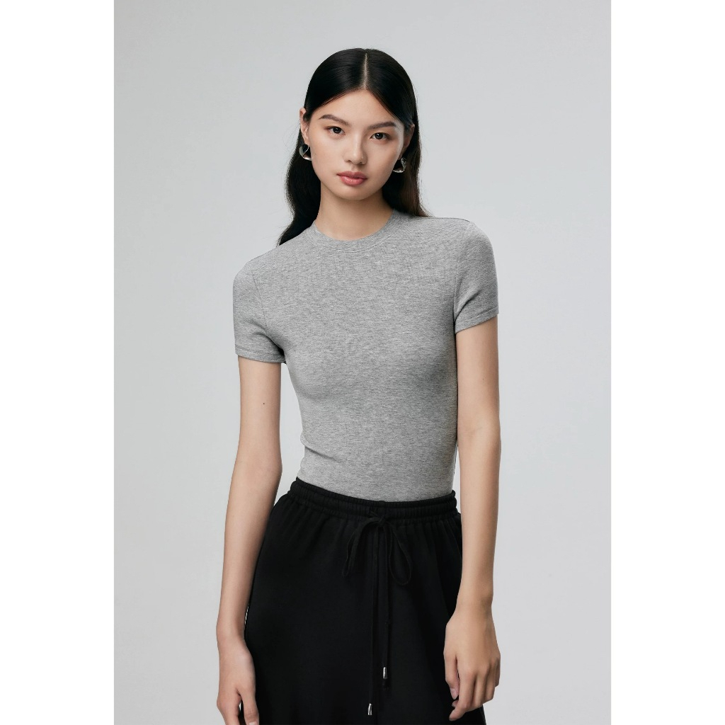 Áo thun trơn cổ tròn thắt eo tôn dáng chất thun co dãn ôm body fit dáng siêu đẹp HA36 | BigBuy360 - bigbuy360.vn