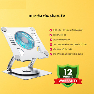  DIGIMIX | Giá Đỡ Tản Nhiệt Laptop Nhôm Cao Cấp V5 V4 V3 Chân Đế Xoay Tròn 360 Độ Đèn Led Tản Nhiệt. 