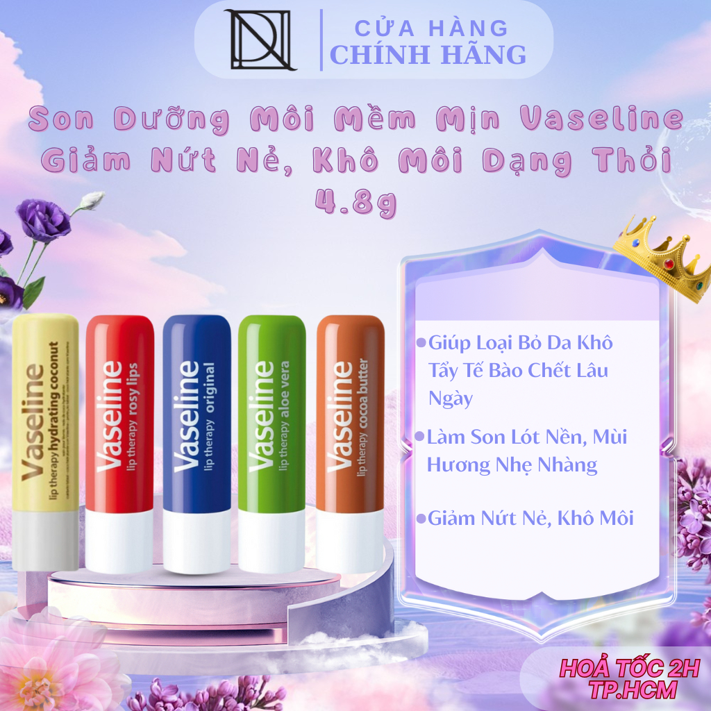  Son Dưỡng Môi Mềm Mịn Vaseline Hồng Xinh Rosy Lips Dạng Thỏi 4.8g 