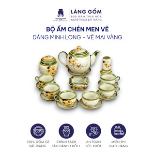  Bộ ấm chén uống trà men vẽ dáng Minh Long nhiều họa tiết - Dung tích 500 - 1000ml - Gốm sứ Bát Tràng 
