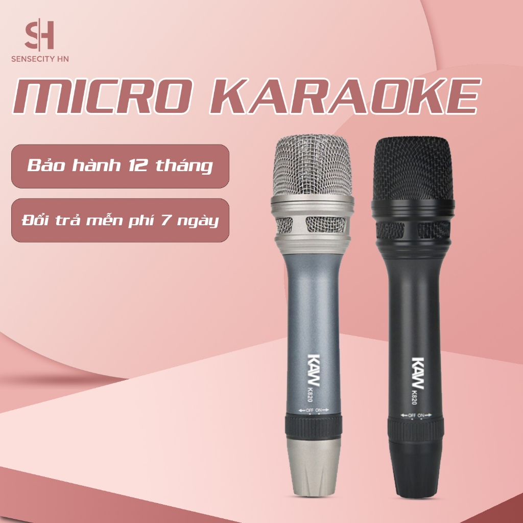 Micro Hát Karaoke Chính Hãng KAW - Chống Hú, Chống Ồn và Bắt Âm Cực Nhạy - Bảo Hành 1 đổi 1
