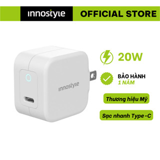 Củ sạc nhanh 20W 1 cổng USB-C Innostyle Minigo 3 thiết kế nhỏ gọn, chính hãng, bảo hành 1 năm