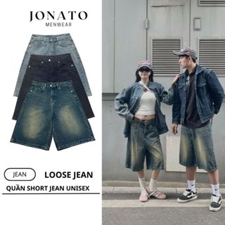 Quần short jean nam nữ ống rộng JONATO, quần ngố nam chất liệu Denim trẻ trung năng động J082