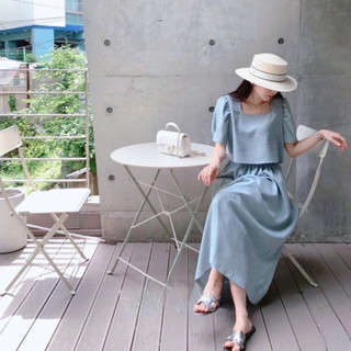 Set gồm Áo và Chân váy chất cotton lụa cao cấp, áo dáng ngắn và phối chân váy dáng dài - 55KG.LINH