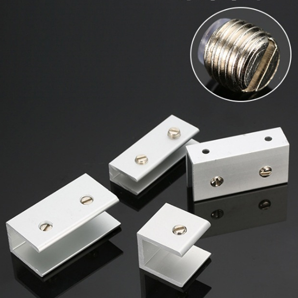 Kẹp kính vuông nhôm U nguyên khối tiện lợi (kính 5-18mm), Pass kẹp kính, Kẹp U