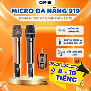 Micro Đa Năng Không Dây 919  - Sóng UHF Chống Hú, Độ Nhạy Cao Cho Loa Kéo, Amply, Mixer - Oris Professional