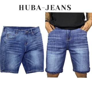 Quần Sort jean nam HUBA-JEANS Xanh Nhạt Trơn - Chất Vải Jean Dày Dặn Cao Cấp Menswear Pants