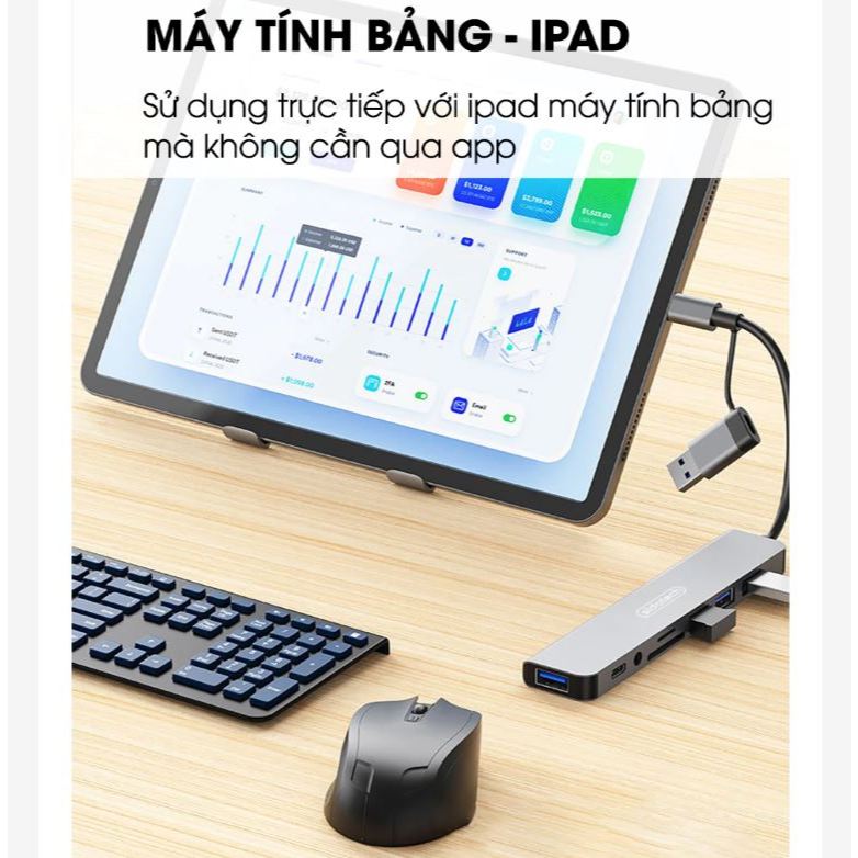 Bộ Hub 8 Trong 1 2 đầu USB &Type-C Mở Rộng 4 Cổng USB, Khe Cắm Thẻ SD/TF, Audio 3.5mm Cho Laptop , Điện Thoại & Máy Tính | BigBuy360 - bigbuy360.vn