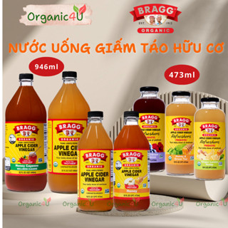  Nước Uống Giấm Táo Hữu Cơ BRAGG Các Loại Refreshers Mật Ong Chanh Gừng Trà Xanh Nho Có Giấm Cái 